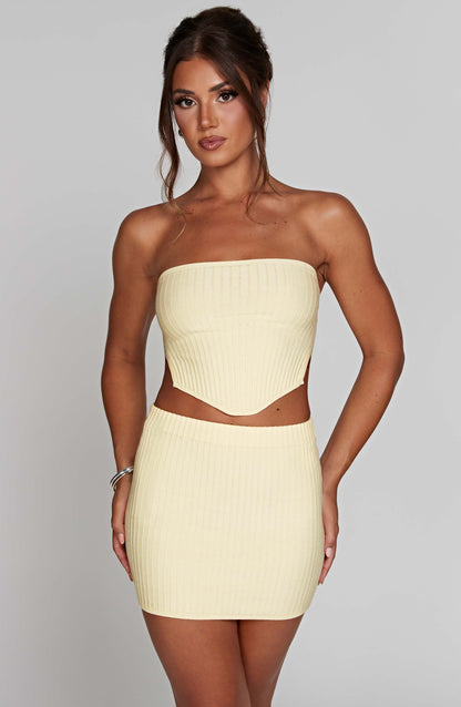 Sophia Lemon Mini Skirt for Summer