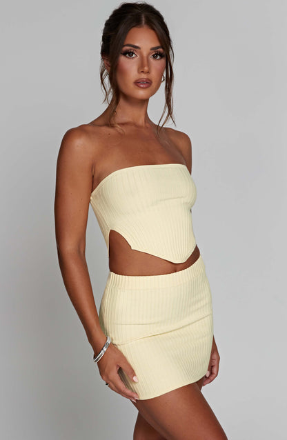 Sophia Lemon Mini Skirt for Summer