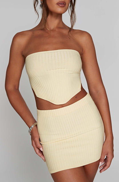 Sophia Lemon Mini Skirt for Summer