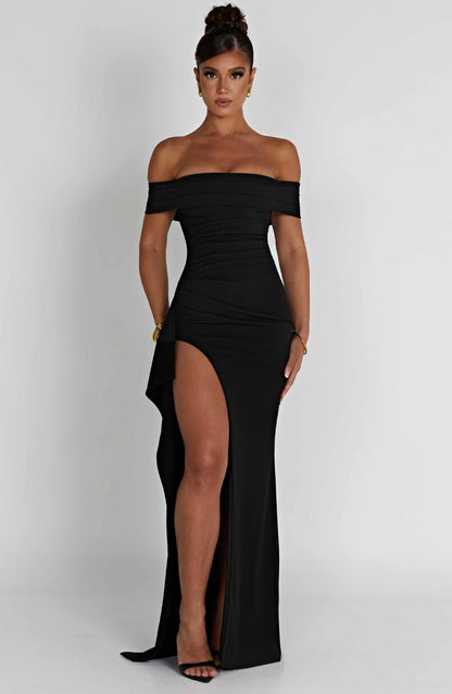 Joyce Black Maxi Dress in XS - back view