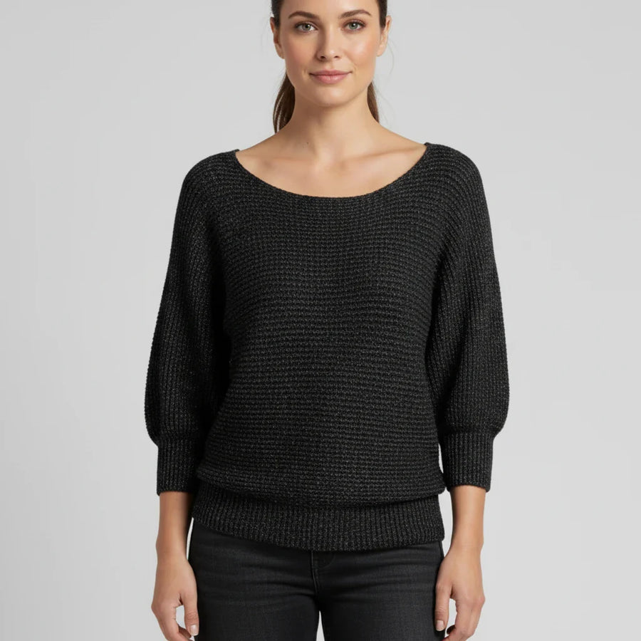 Luvrefashion | Ladies' Scoop Neck Pullover Sweater in Red - back view