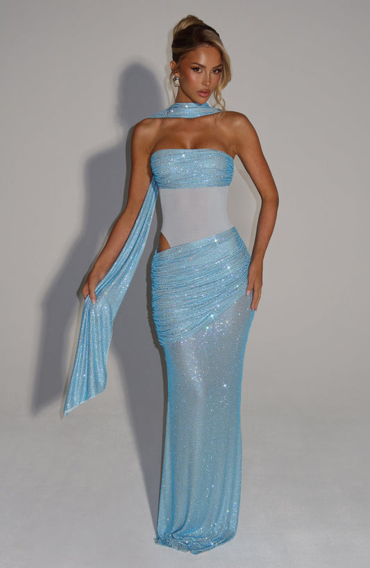 Isabella Aqua Maxi Summer Dress