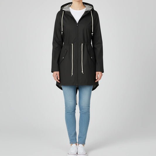 Anorak Jacket with Hood for in Black - front view
