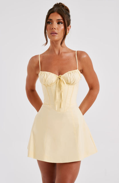 Chloe Lemon Lace Mini Sundress