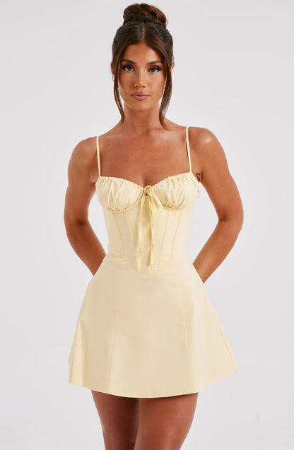 Chloe Lemon Lace Mini Sundress