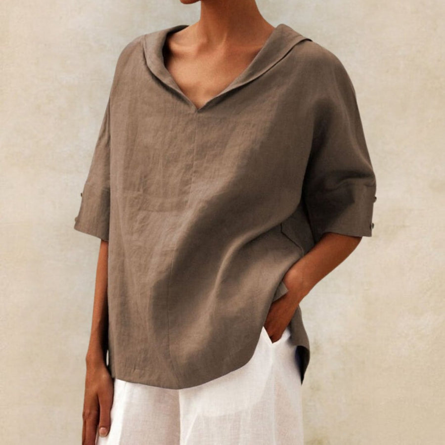 Luvrefashion | Lena Casual V Neck Shirt for Effortless Style in Green - styled look