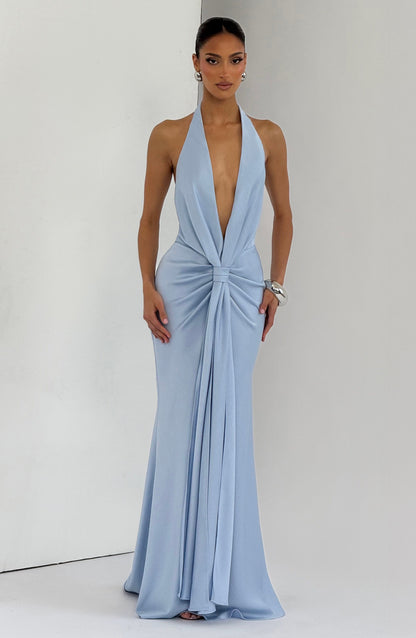 Sophia Maxi Summer Dress in Glacier Blue
