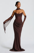 Sophia Maxi Summer Dress in Plum Brown
