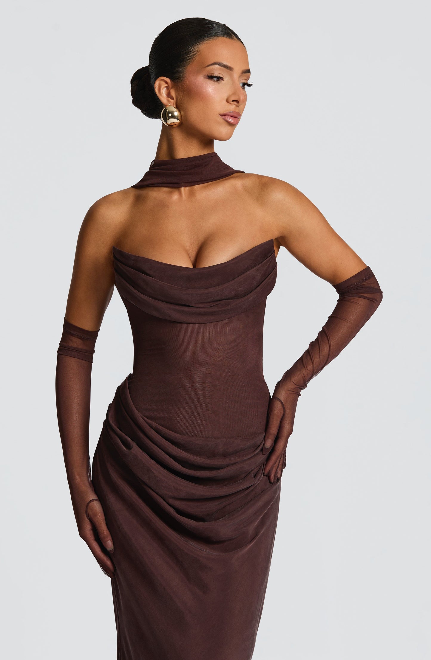 Sophia Maxi Summer Dress in Plum Brown