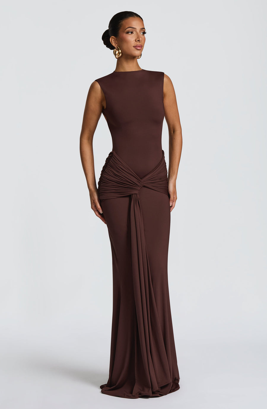 Sophia Maxi Summer Dress in Plum Brown