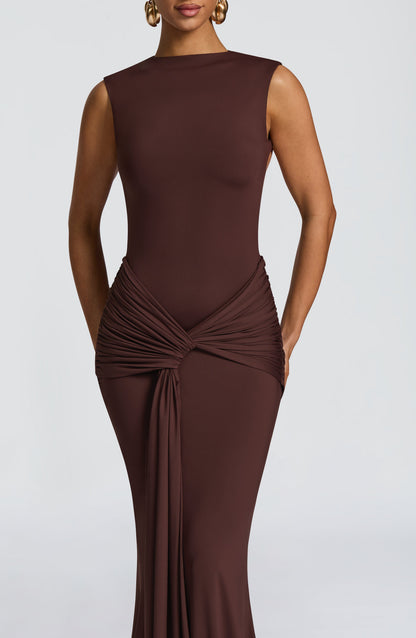 Sophia Maxi Summer Dress in Plum Brown
