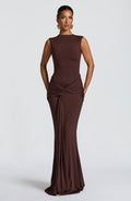 Sophia Maxi Summer Dress in Plum Brown