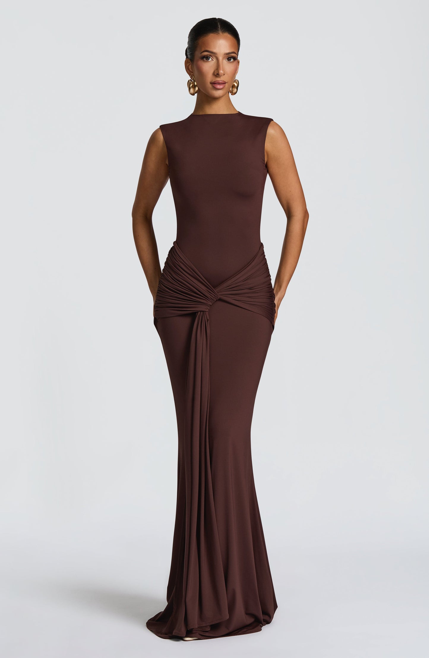 Sophia Maxi Summer Dress in Plum Brown