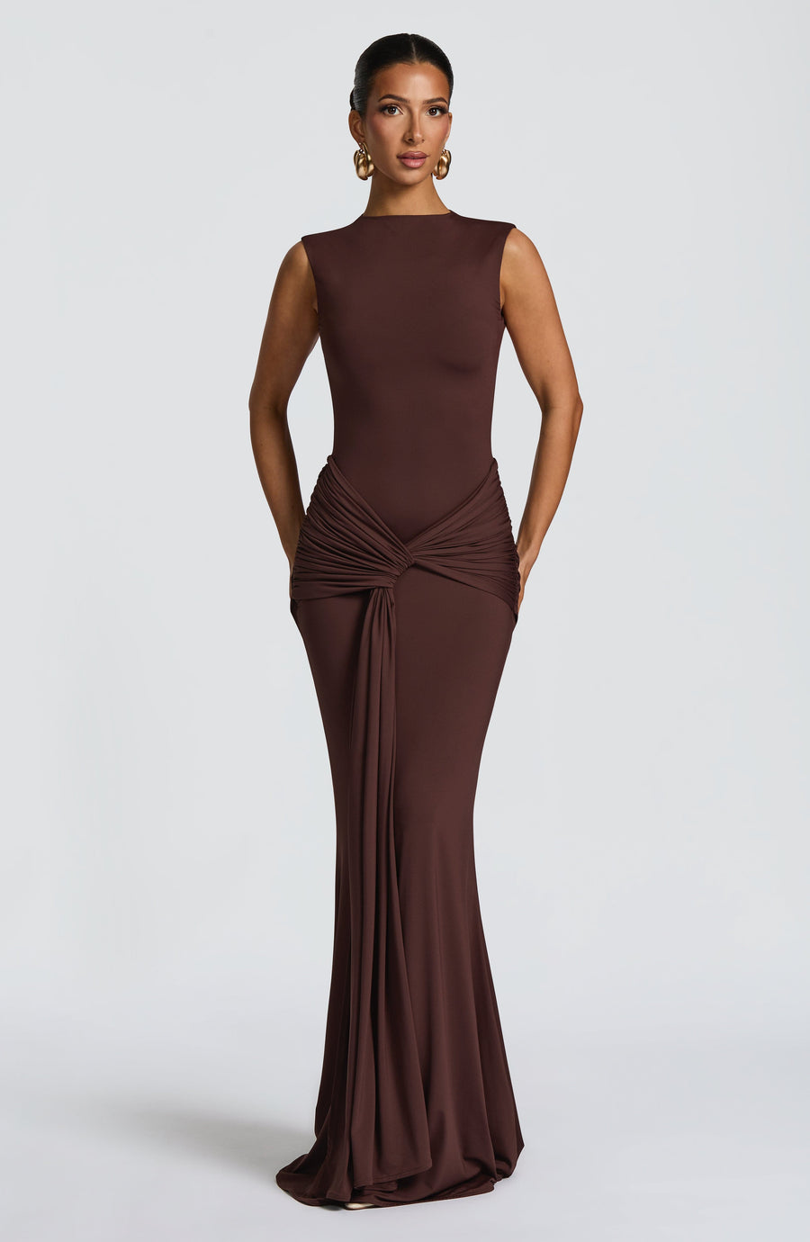 Sophia Maxi Summer Dress in Plum Brown