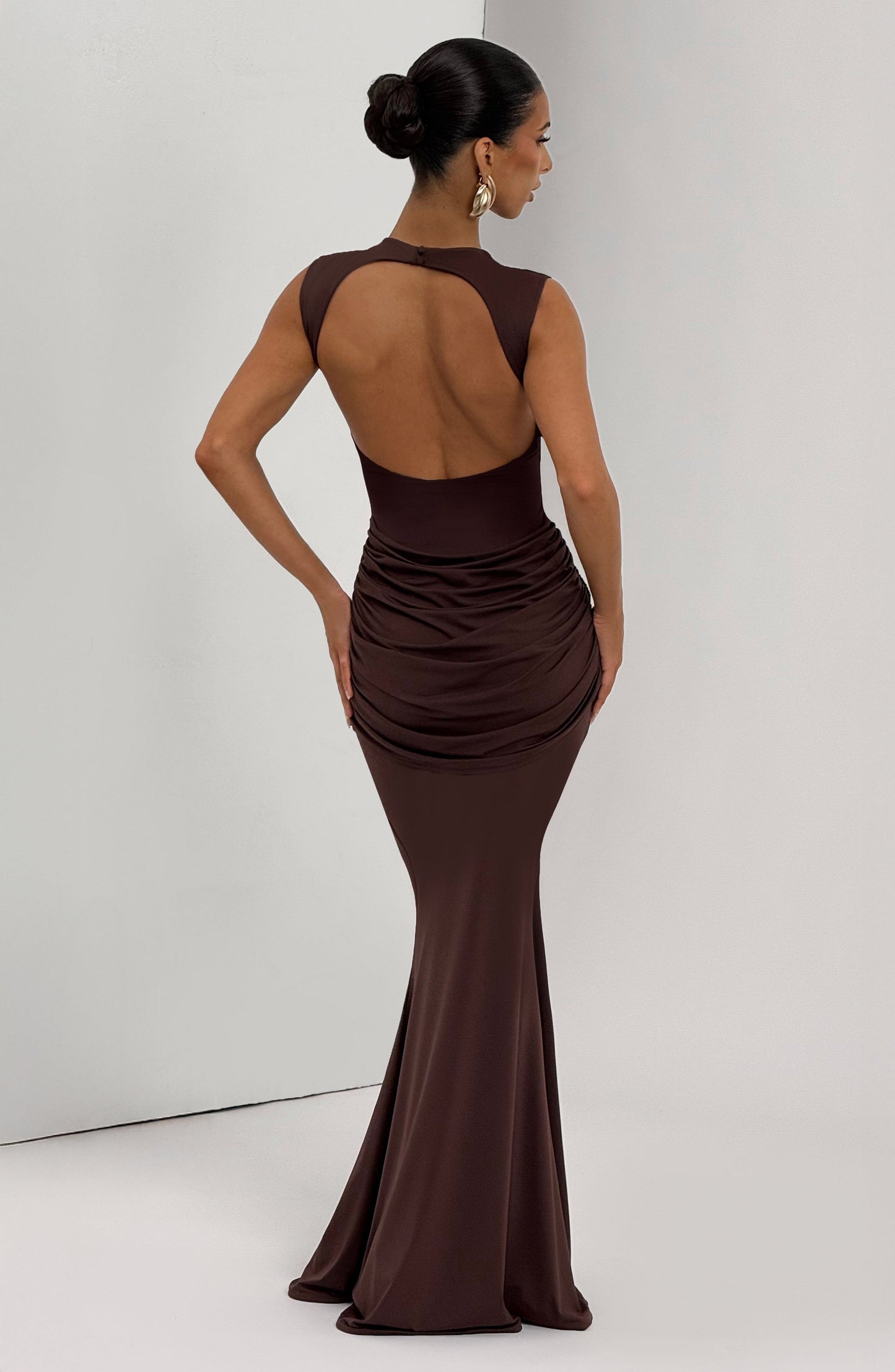 Sophia Maxi Summer Dress in Plum Brown