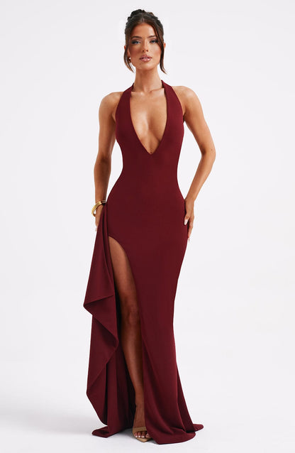 Luella Burgundy Maxi Dress in XS - back view
