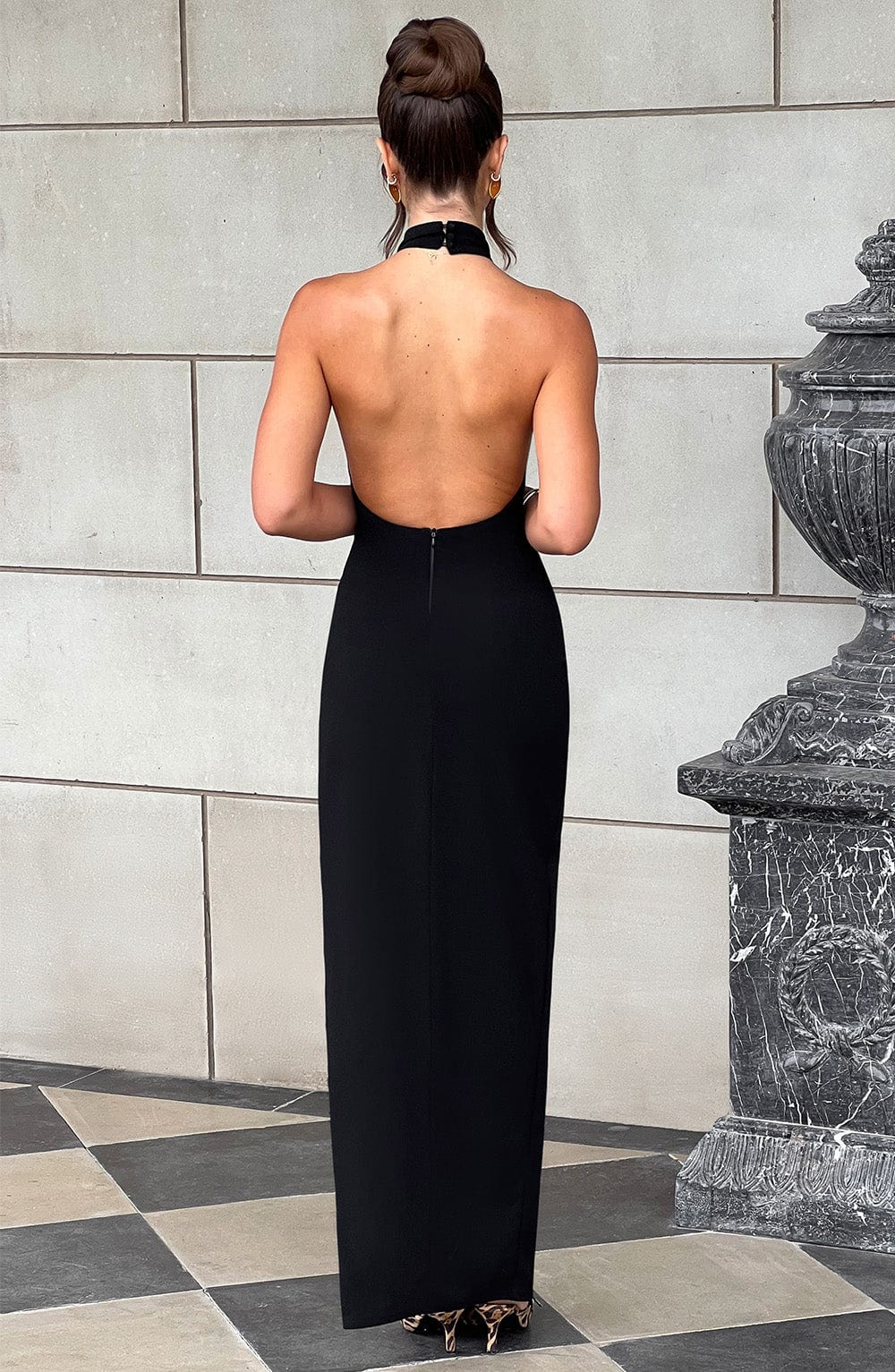 Luvrefashion | Adalia Black Maxi Dress in XS - back view