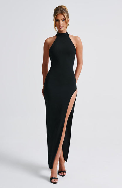 Luvrefashion | Adalia Black Maxi Dress in XS - detail view
