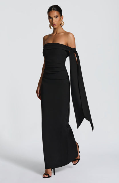 Luvrefashion | Addie Black Maxi Dress in XS - back view