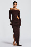 Adelphia Plum Brown Midi Dress