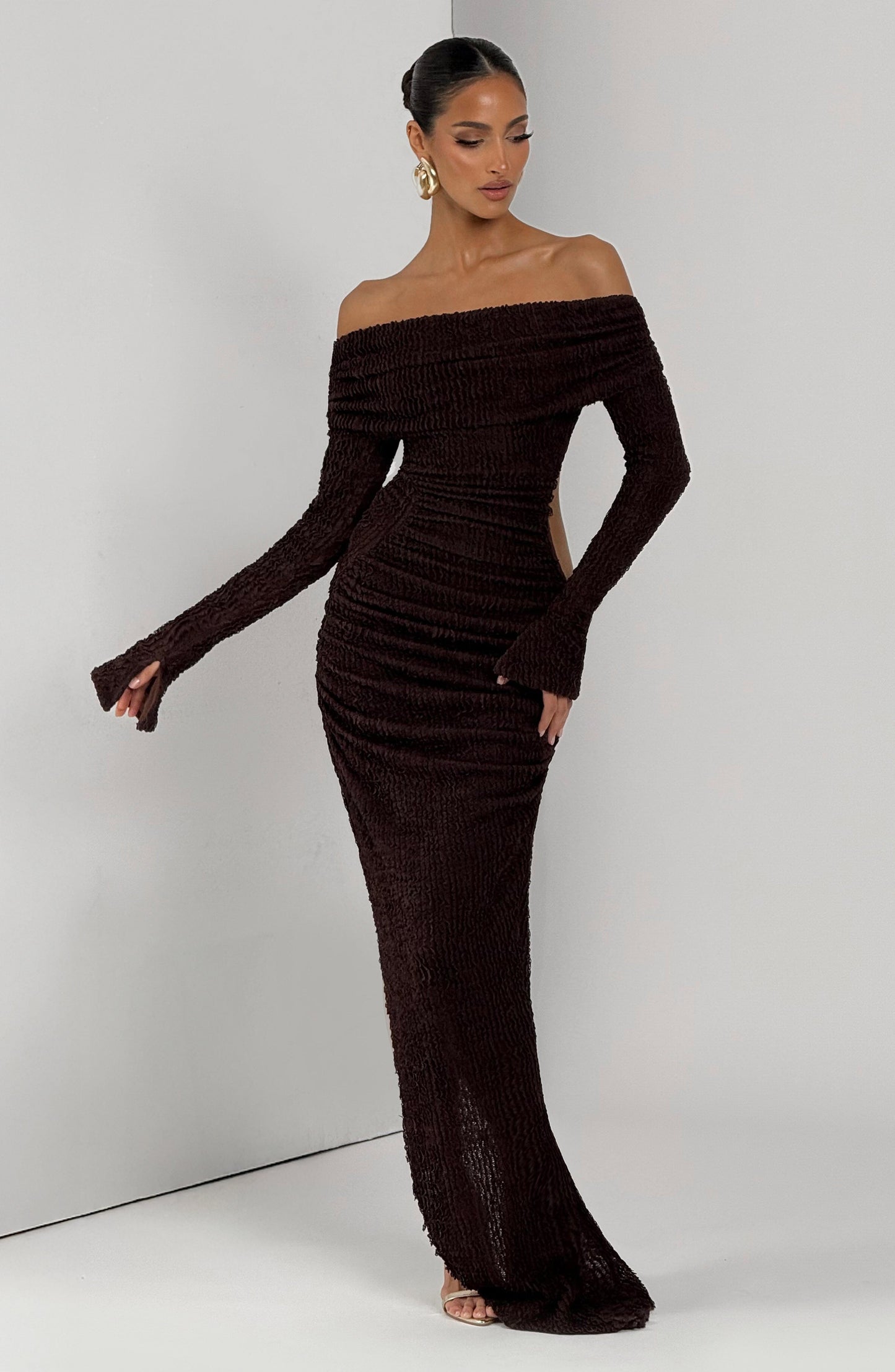 Luvrefashion | Adelphia Plum Brown Midi Dress in XS - image 9