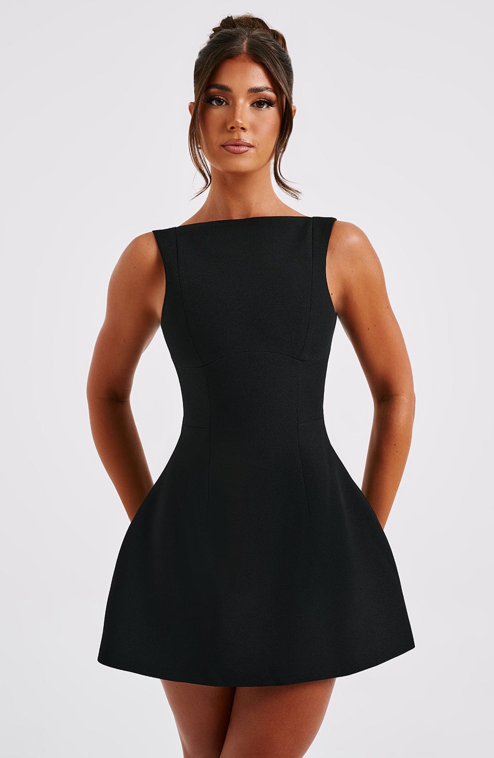 Luvrefashion | Alana Black Mini Dress in XS - front view