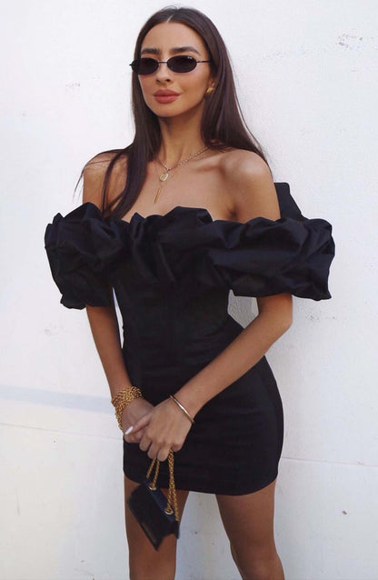 Luvrefashion | Allie Black Mini Dress in XS - side view