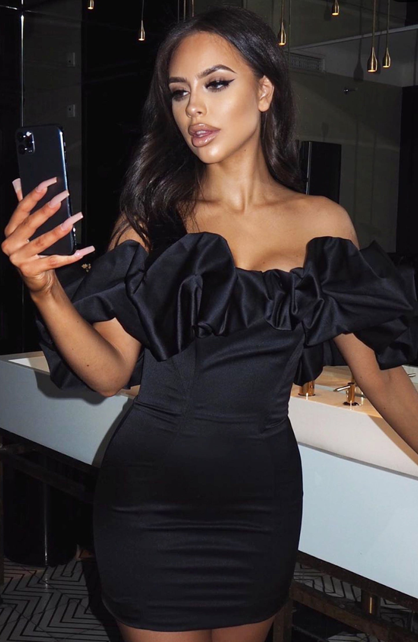 Luvrefashion | Allie Black Mini Dress in XS - styled look
