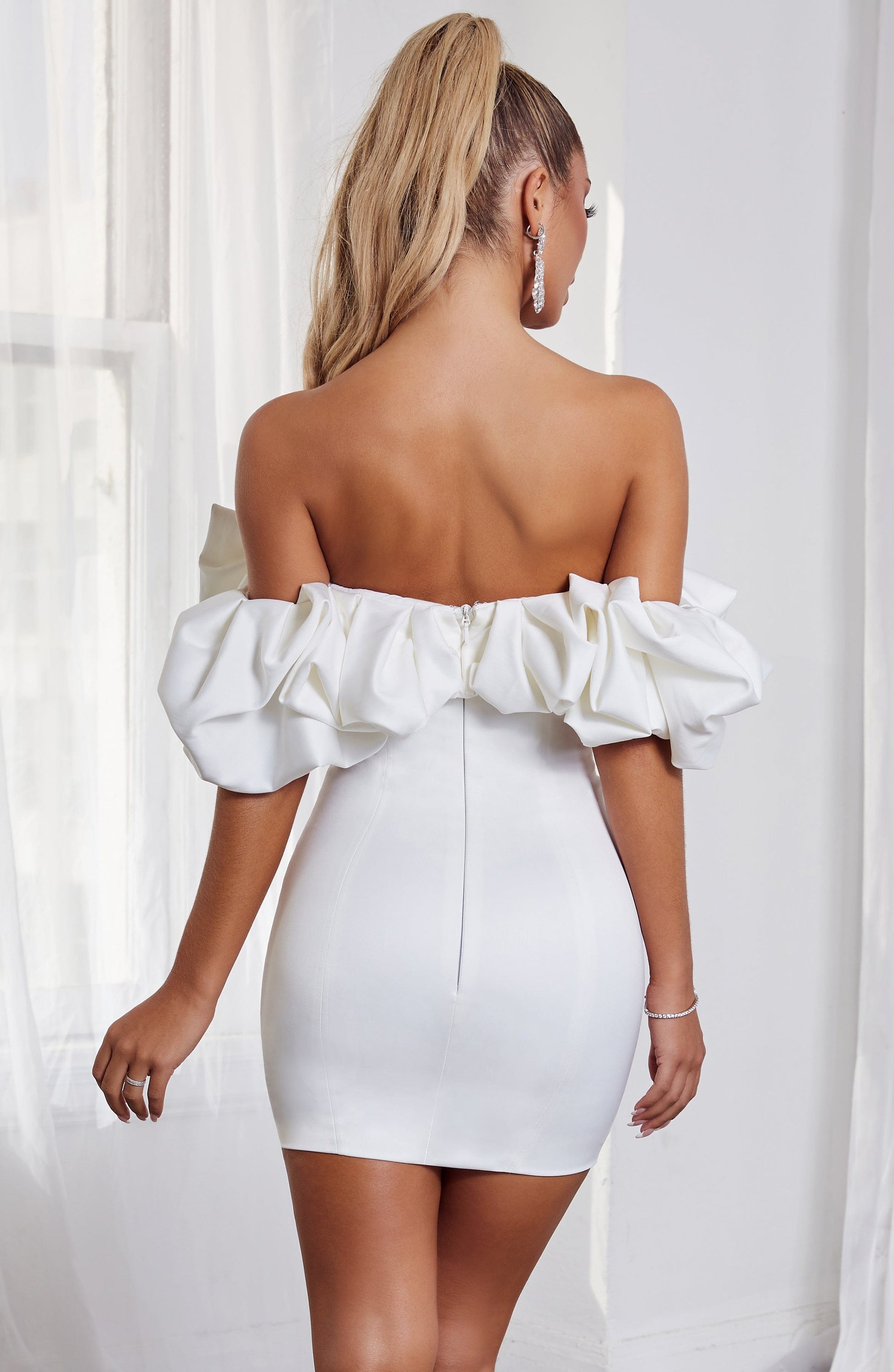 Luvrefashion | Allie White Mini Dress in XS - back view