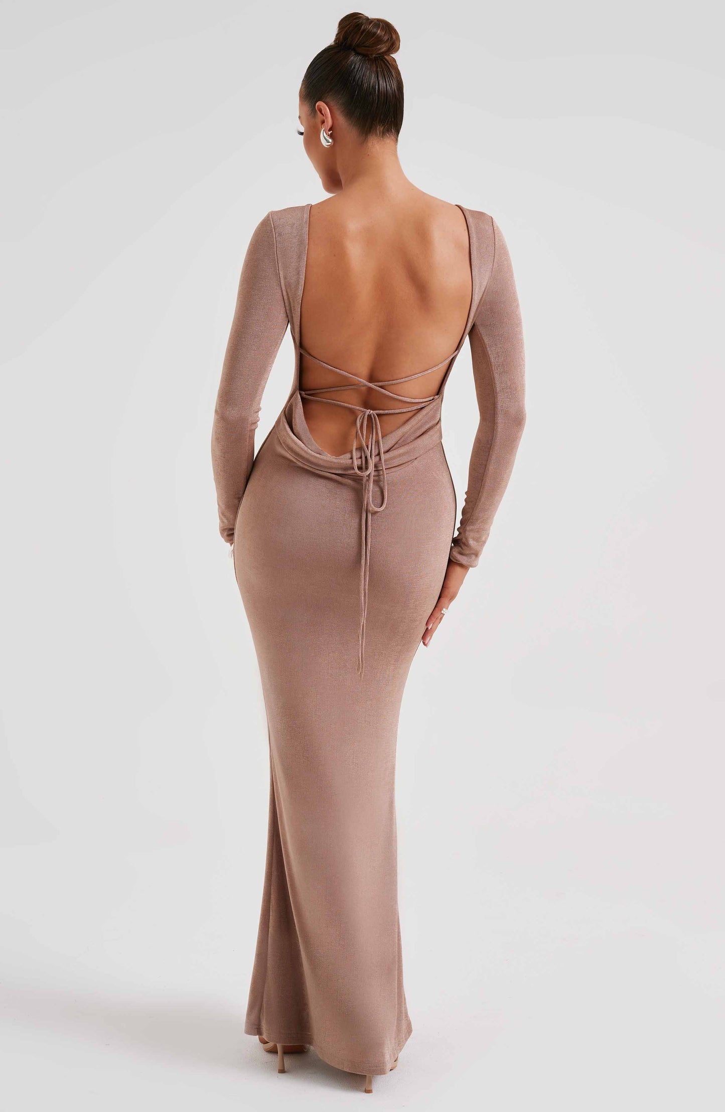 Luvrefashion | Anastassia Chocolate Maxi Dress in XS - side view