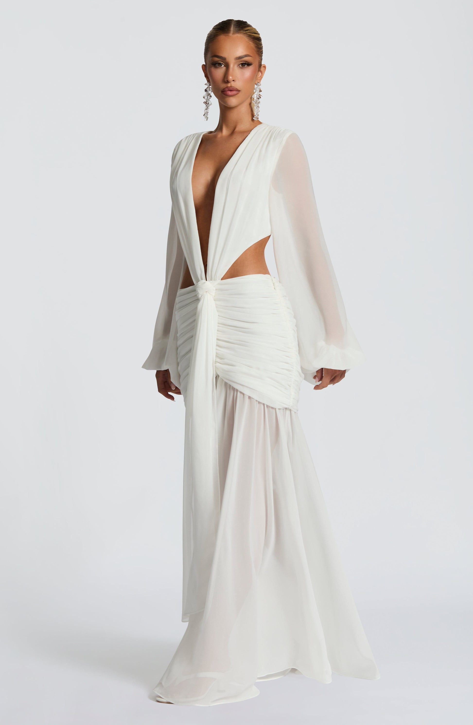 Luvrefashion | Andrina Ivory Maxi Dress in XS - styled look