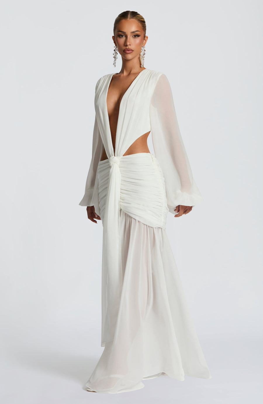 Luvrefashion | Andrina Ivory Maxi Dress in XS - styled look