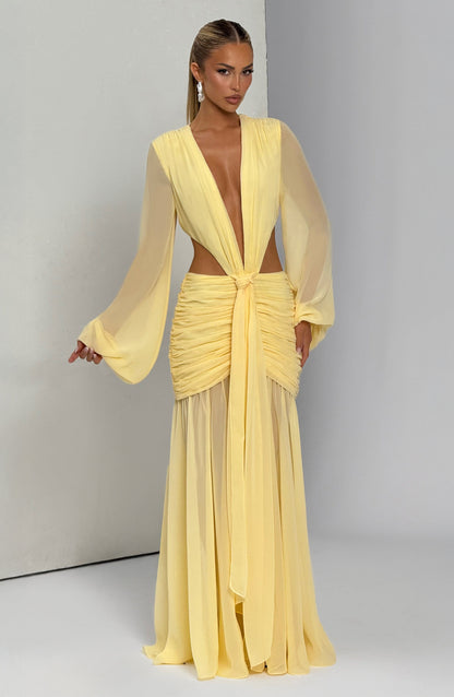 Luvrefashion | Andrina Lemon Maxi Dress in XS - side view