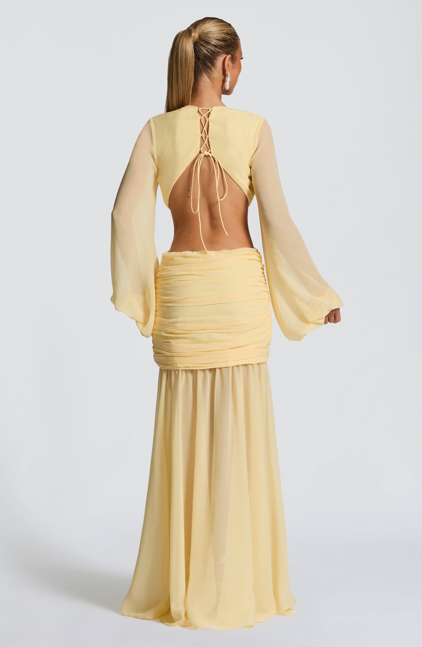Luvrefashion | Andrina Lemon Maxi Dress in XS - back view