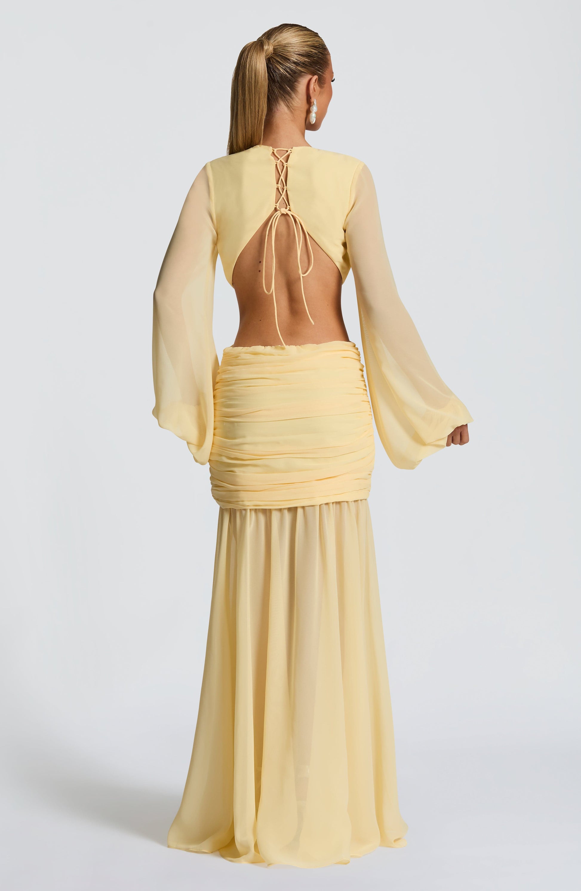 Luvrefashion | Andrina Lemon Maxi Dress in XS - back view