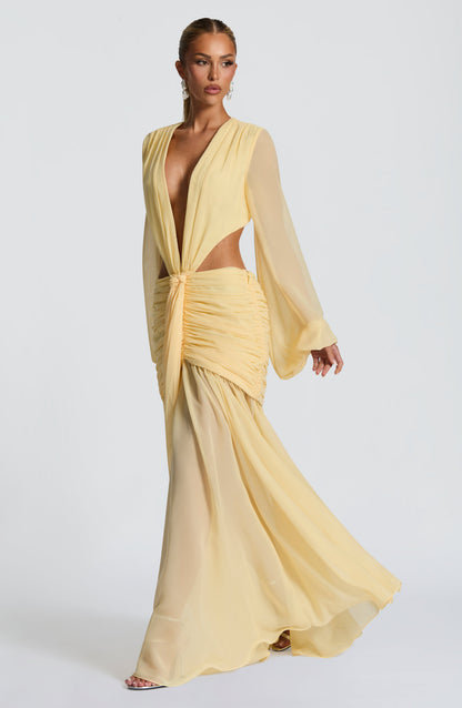 Luvrefashion | Andrina Lemon Maxi Dress in XS - detail view
