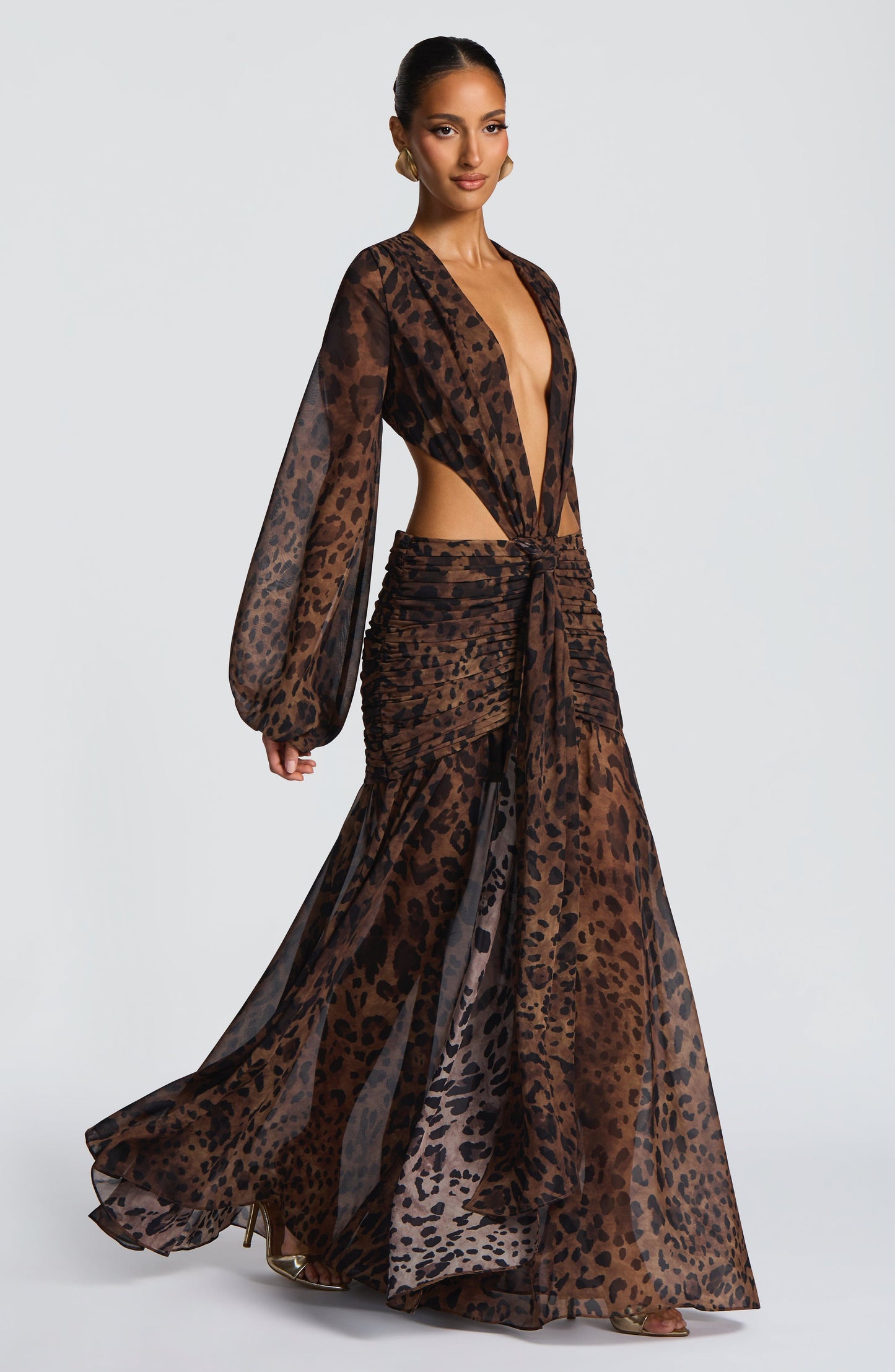 Luvrefashion | Andrina Leopard Print Maxi Dress in XS - back view