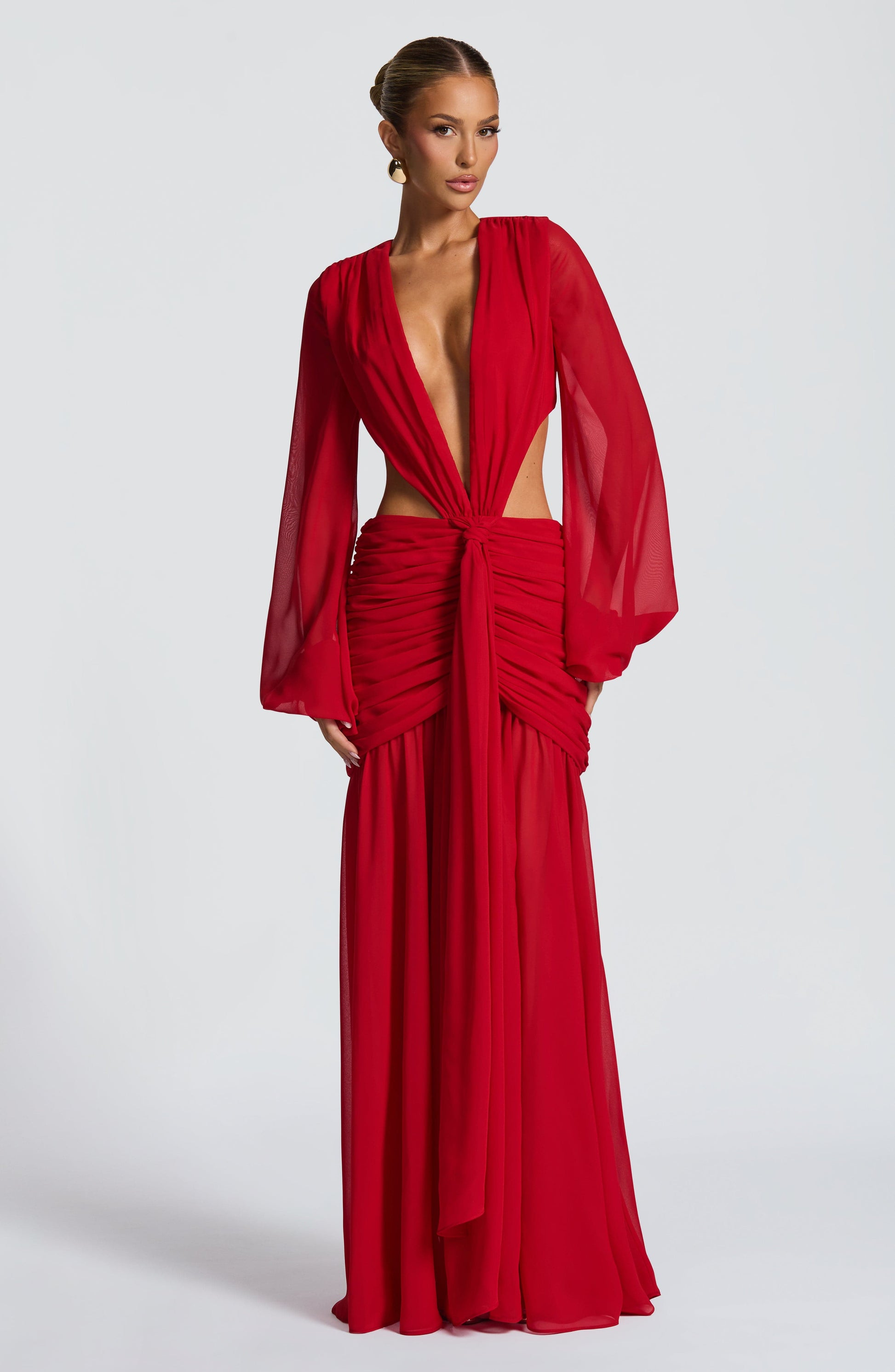 Luvrefashion | Andrina Red Maxi Dress in XS - detail view