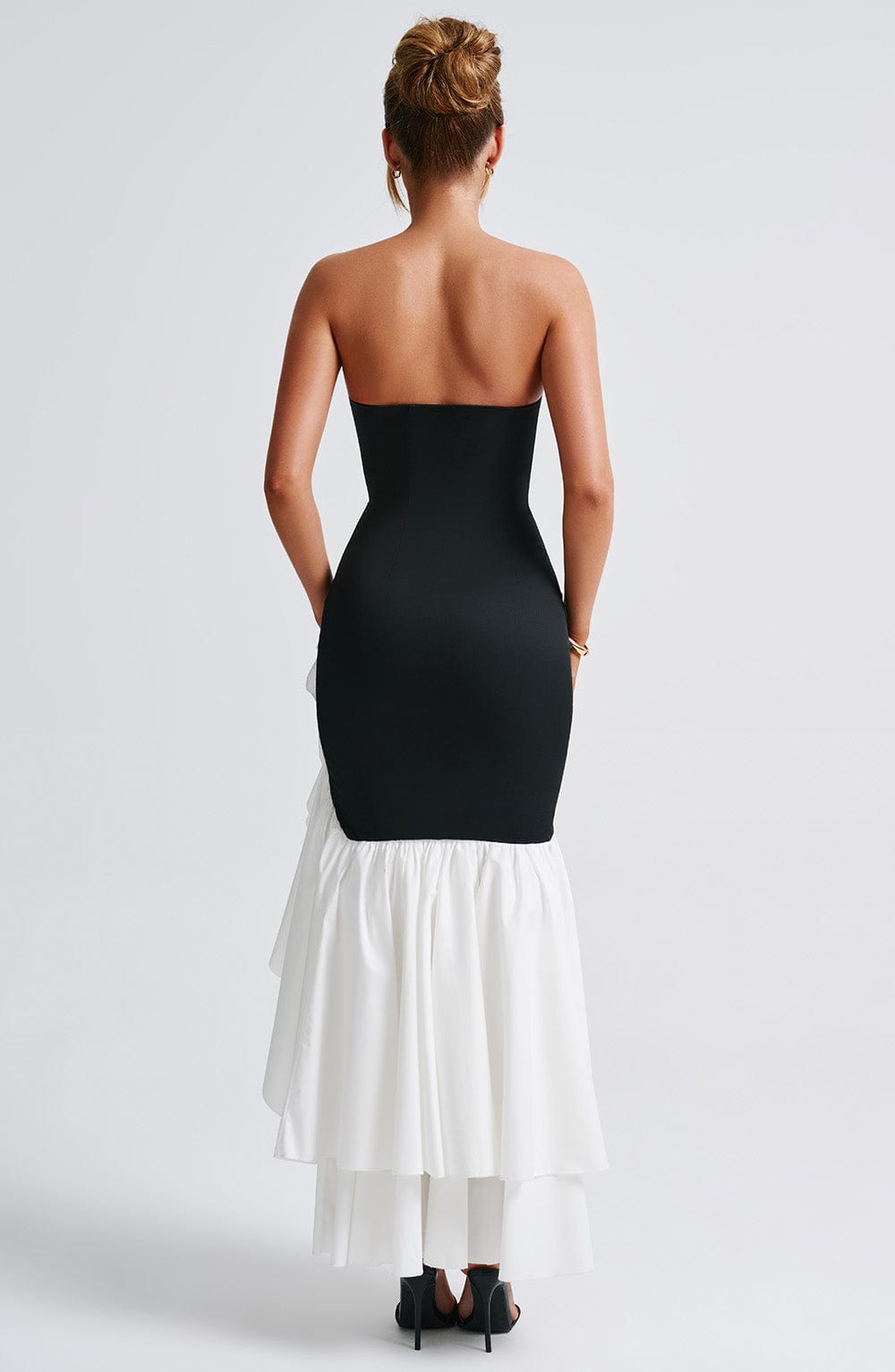 Luvrefashion | Angelina Black and White Maxi Dress in XS - back view