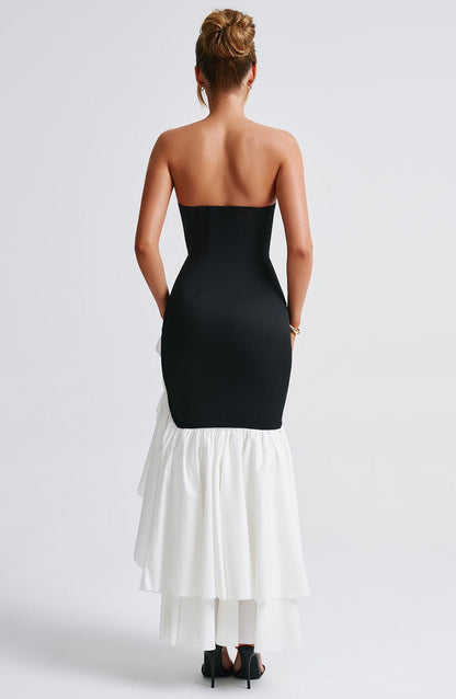Luvrefashion | Angelina Black and White Maxi Dress in XS - back view