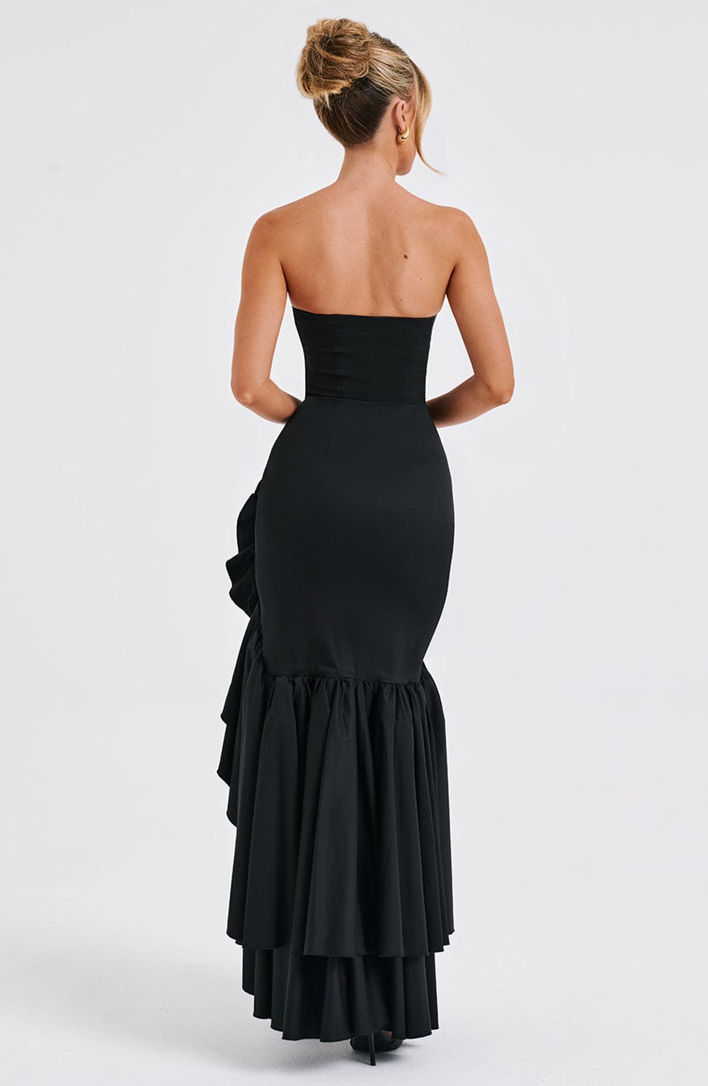 Luvrefashion | Angelina Black Maxi Dress in XS - back view