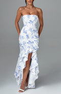 Angelina Blue Floral Print Maxi Dress