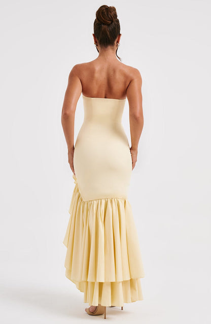 Luvrefashion | Angelina Lemon Maxi Dress in XS - side view