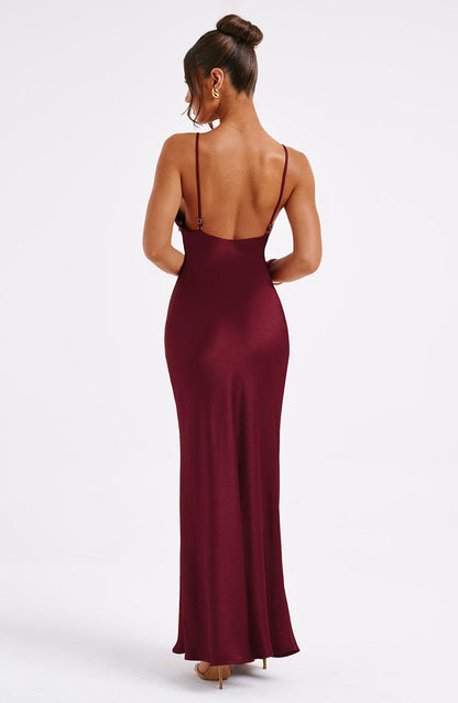 Luvrefashion | Anja Burgundy Maxi Dress in XS - detail view