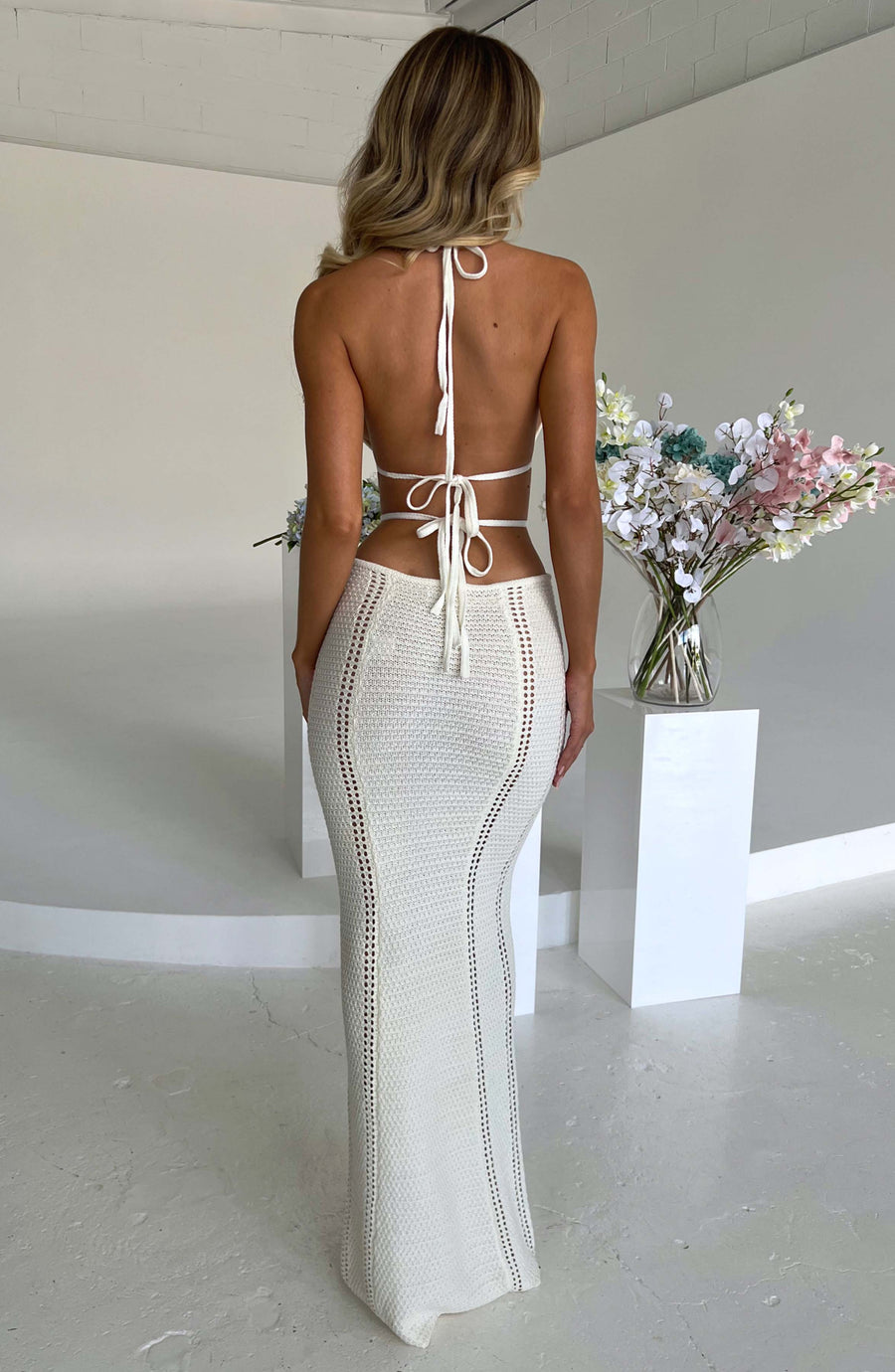 Luvrefashion | Arabella White Maxi Dress in XS - side view