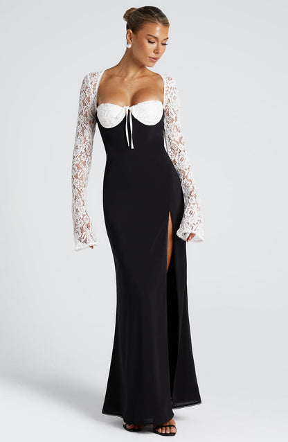 Luvrefashion | Aria Black and White Maxi Dress in XS - styled look