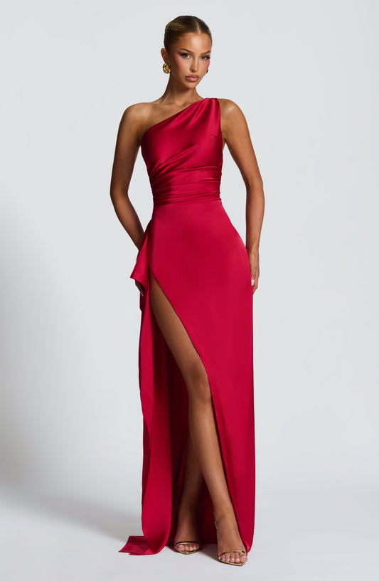 Luvrefashion | Ariel Red Maxi Dress in XS - front view