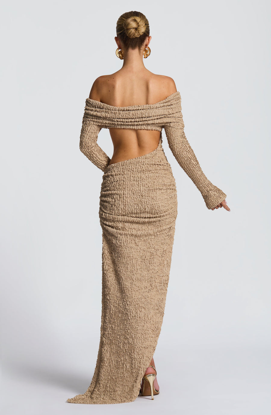 Luvrefashion | Beige Adelphia Midi Dress in XS - side view