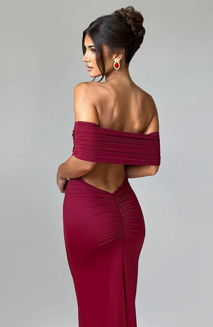 Luvrefashion | Belinda Burgundy Maxi Dress in XS - image 6