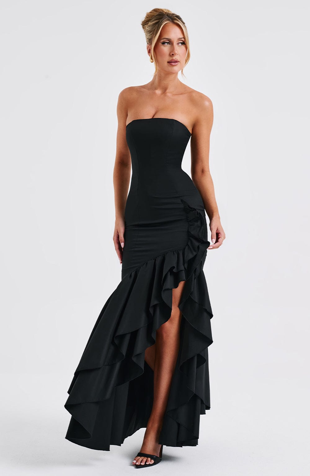 Luvrefashion | Black Angelina Maxi Dress in XS - detail view
